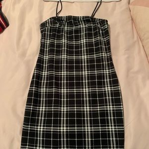 SHEIN black plaid mini dress small